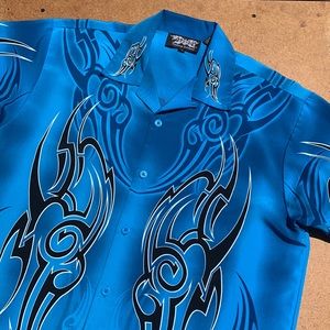 Vintage Mens Dragonfly Blue Tribal Lounge shirt